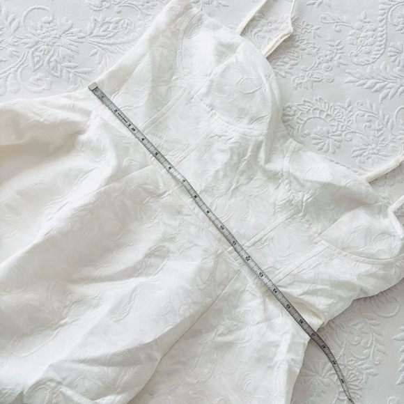 NWOT Lulus Meet for Tea White Jacquard Bustier Midi Dress With Pockets XLarge - Picture 8 of 8